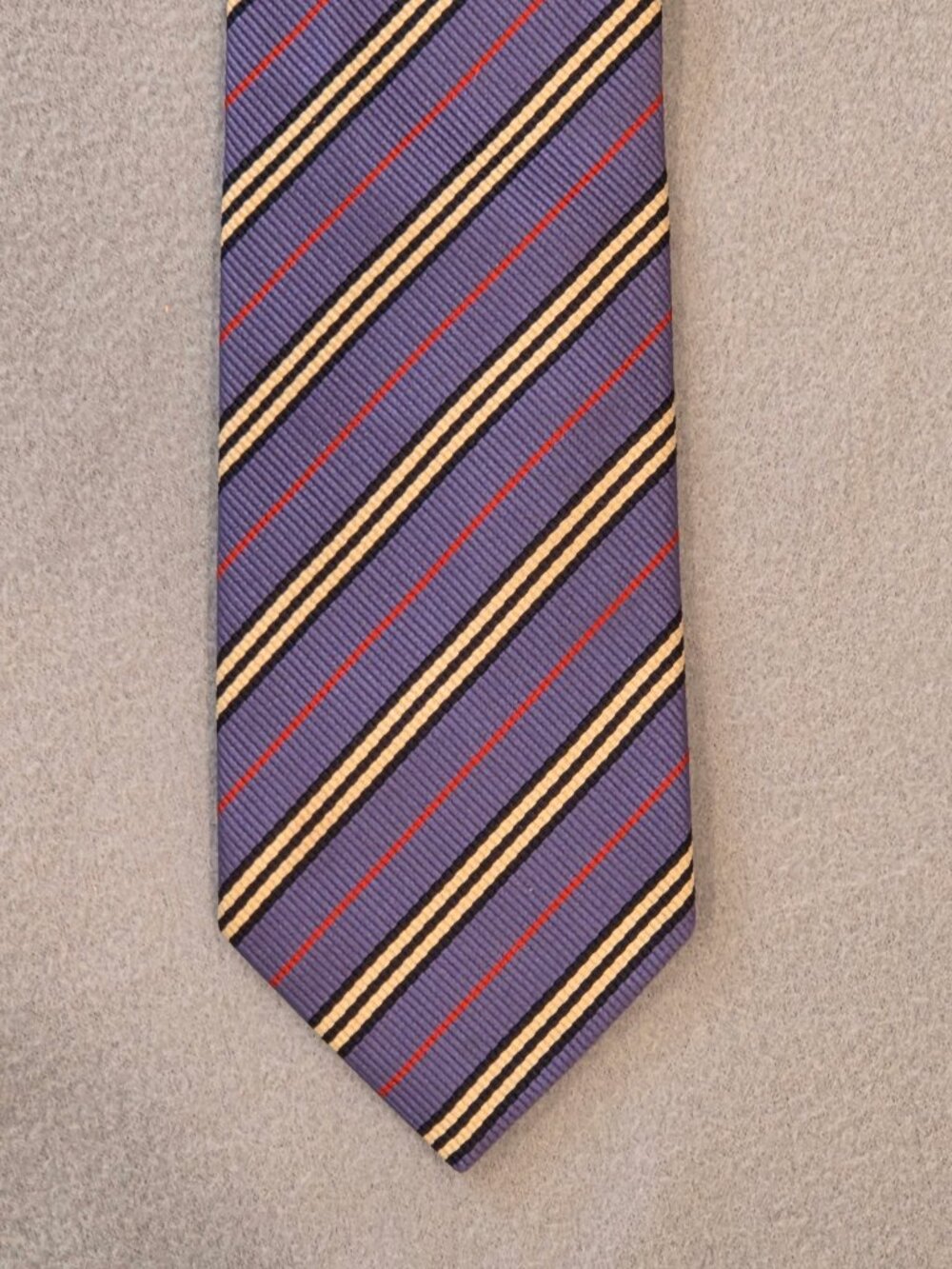 Burberry London Men's Silk Blue Repp Tie with Red and White Stripes 3.5x59"